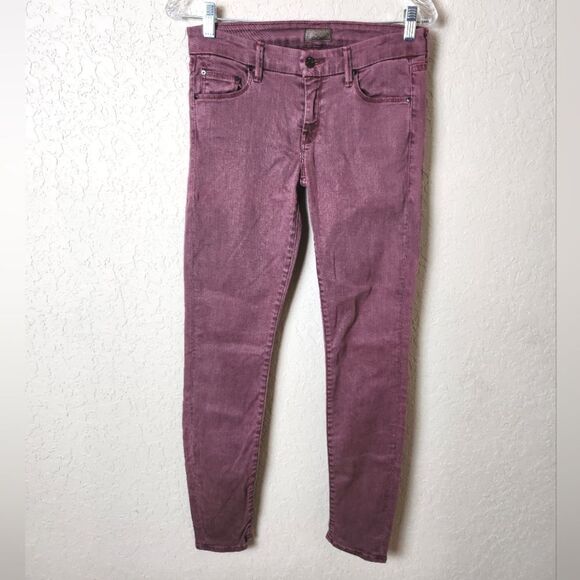 MOTHER The Looker Skinny Denim Jeans Dye Deep Maroon Size 27 - Picture 4 of 10